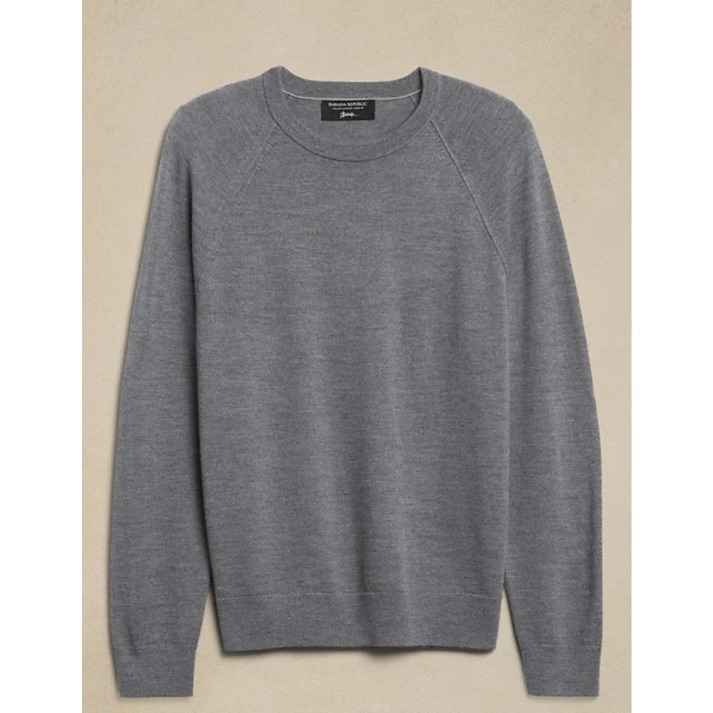 Banana Republic‎ Baruffa Sweater 100% Italian Merino Wool Mens XL Gray Crew Neck